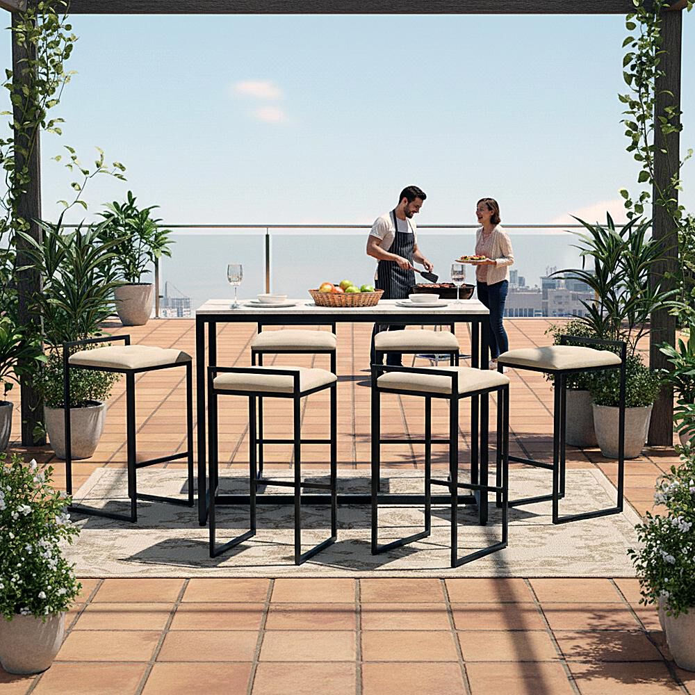 Juego Comedor Terraza Mons Barcelona Cuarzo + 6 Sillas Beige image number 1.0