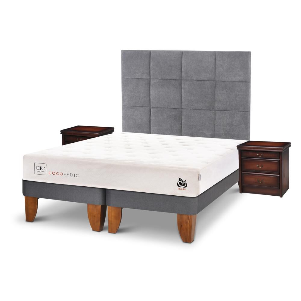 Cama Europea Cic Cocopedic / 2 Plazas / Base Dividida + Set De Maderas image number 1.0