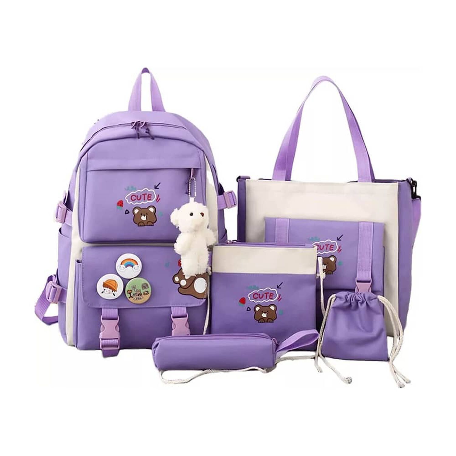 Set Mochila Escolar 5 Piezas De Ni&ntilde;a Con Lonchera+estuche image number 0.0