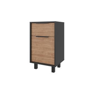 Velador 1 Cajón 1 Puerta Fm-002n - Negro Y Café Claro