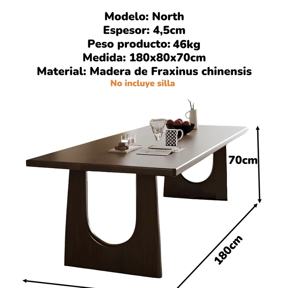 Comedor De Madera 180x80x70cm North By Lubabycas image number 7.0