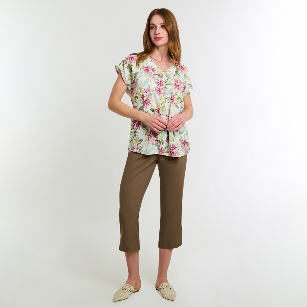 Blusa Manga Corta Cuello V Mujer Lesage image number 1.0