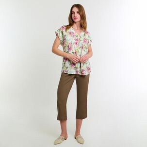 Blusa Manga Corta Cuello V Mujer Lesage