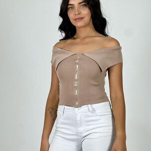 Polera Top Con Cierre
