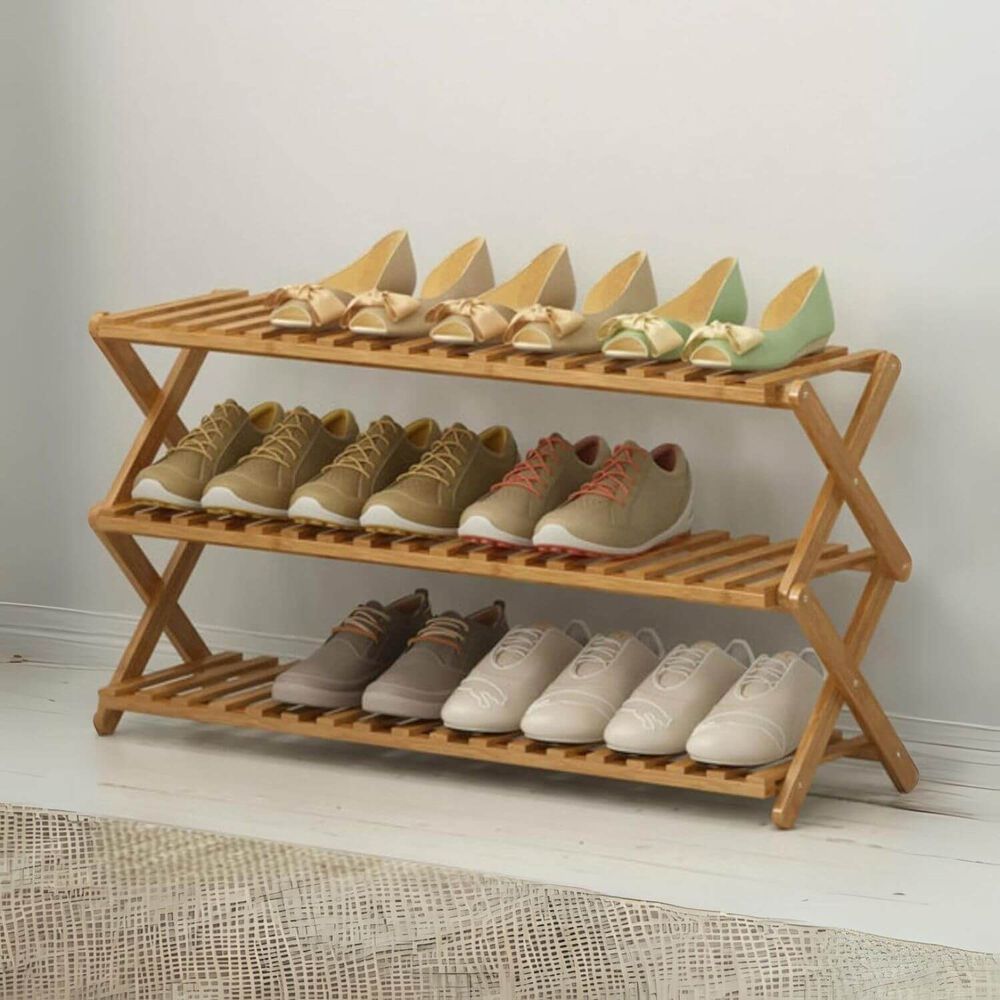 Zapatero Plegable De Madera Con 3 Niveles 100x25x46 Cm image number 2.0