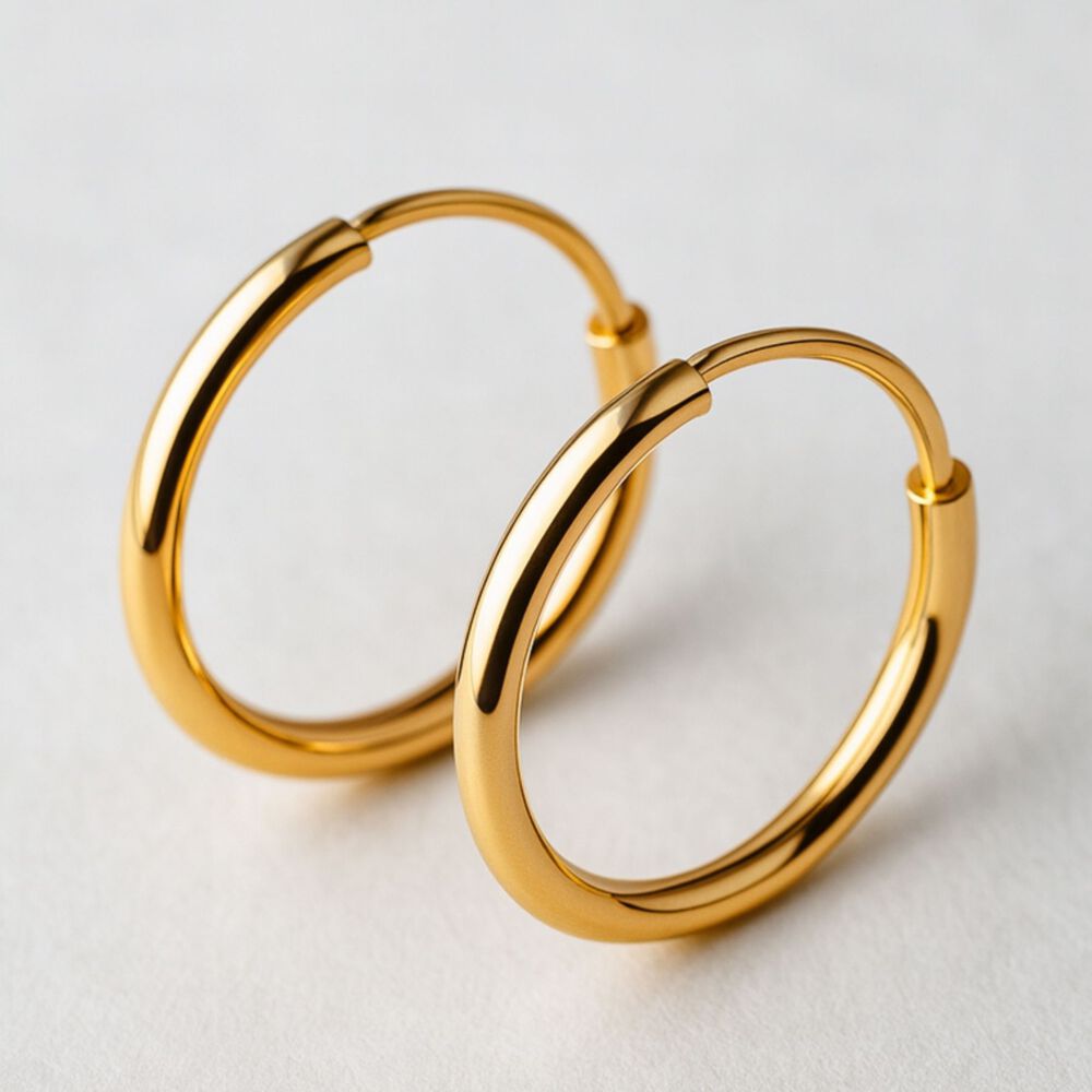 Aros Argolla Tubo 10mm Oro 18k 1.40gr Mujer Cl&aacute;sicas Elegantes image number 3.0
