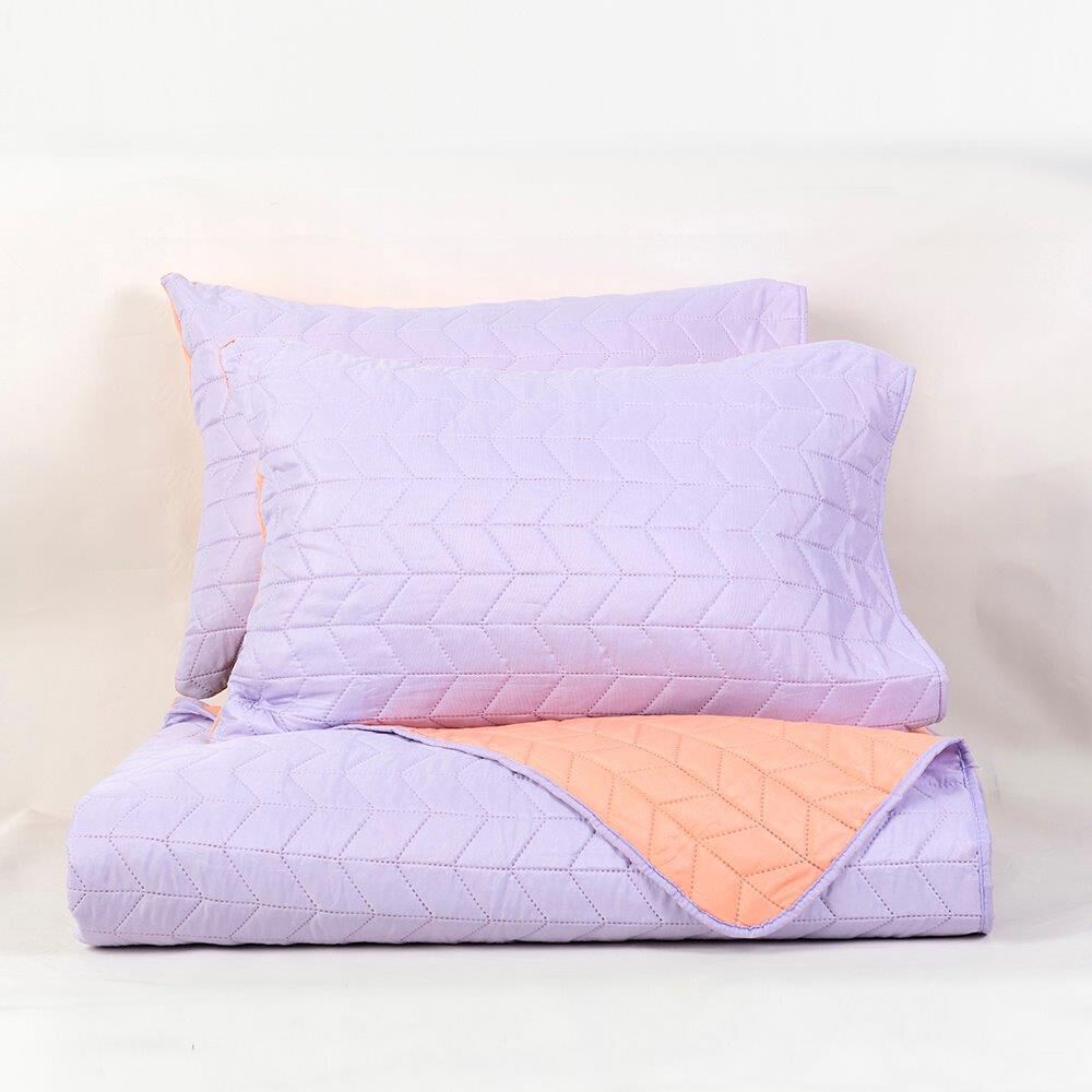 Cubrecama Quilt Liso 2 Plazas Lila - Naranjo image number 4.0
