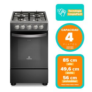 Cocina A Gas 4 Platos Mademsa Limpiaf&aacute;cil Fm4ip Negra