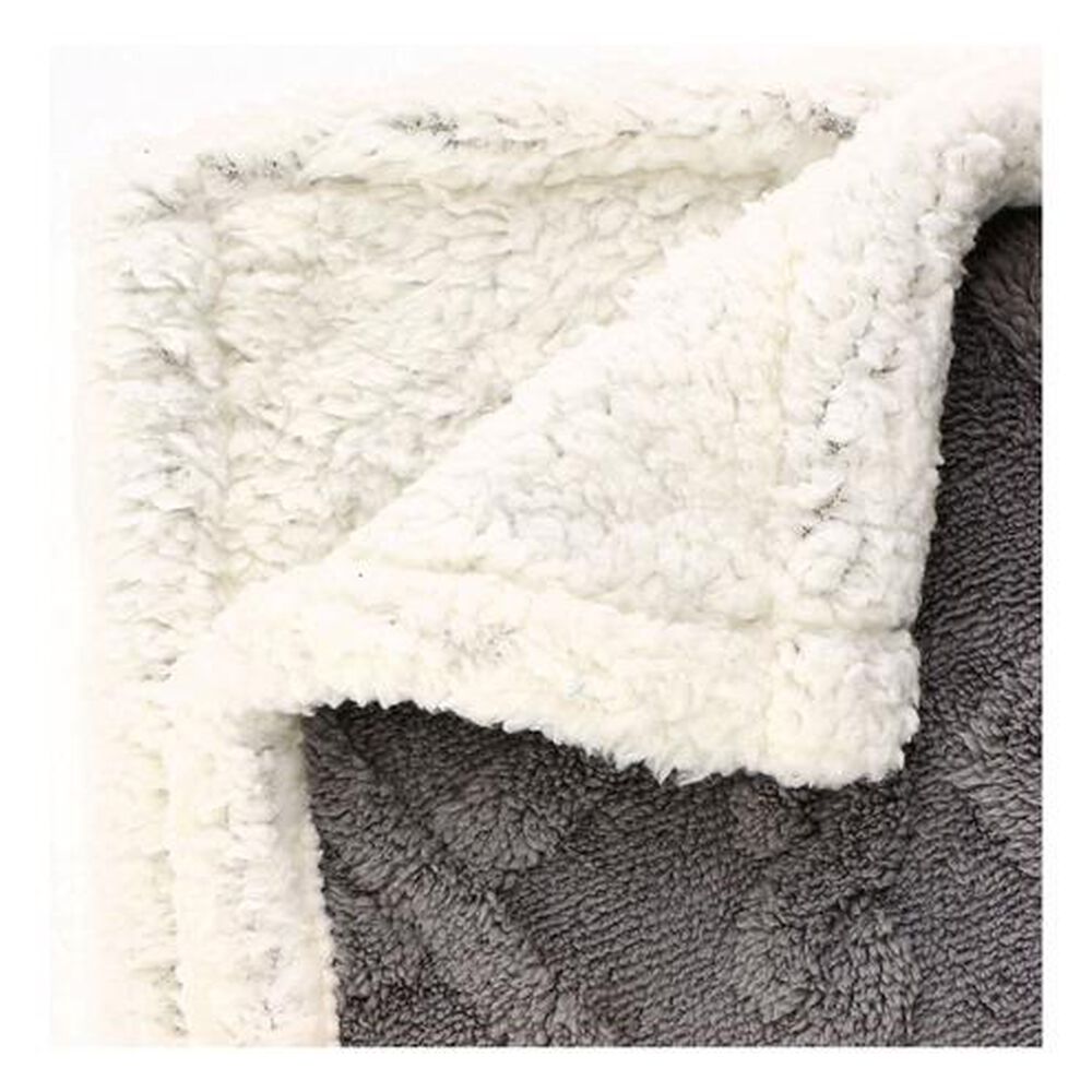 Frazada Andes Jacquard Sherpa Gris 2 Plaza image number 1.0
