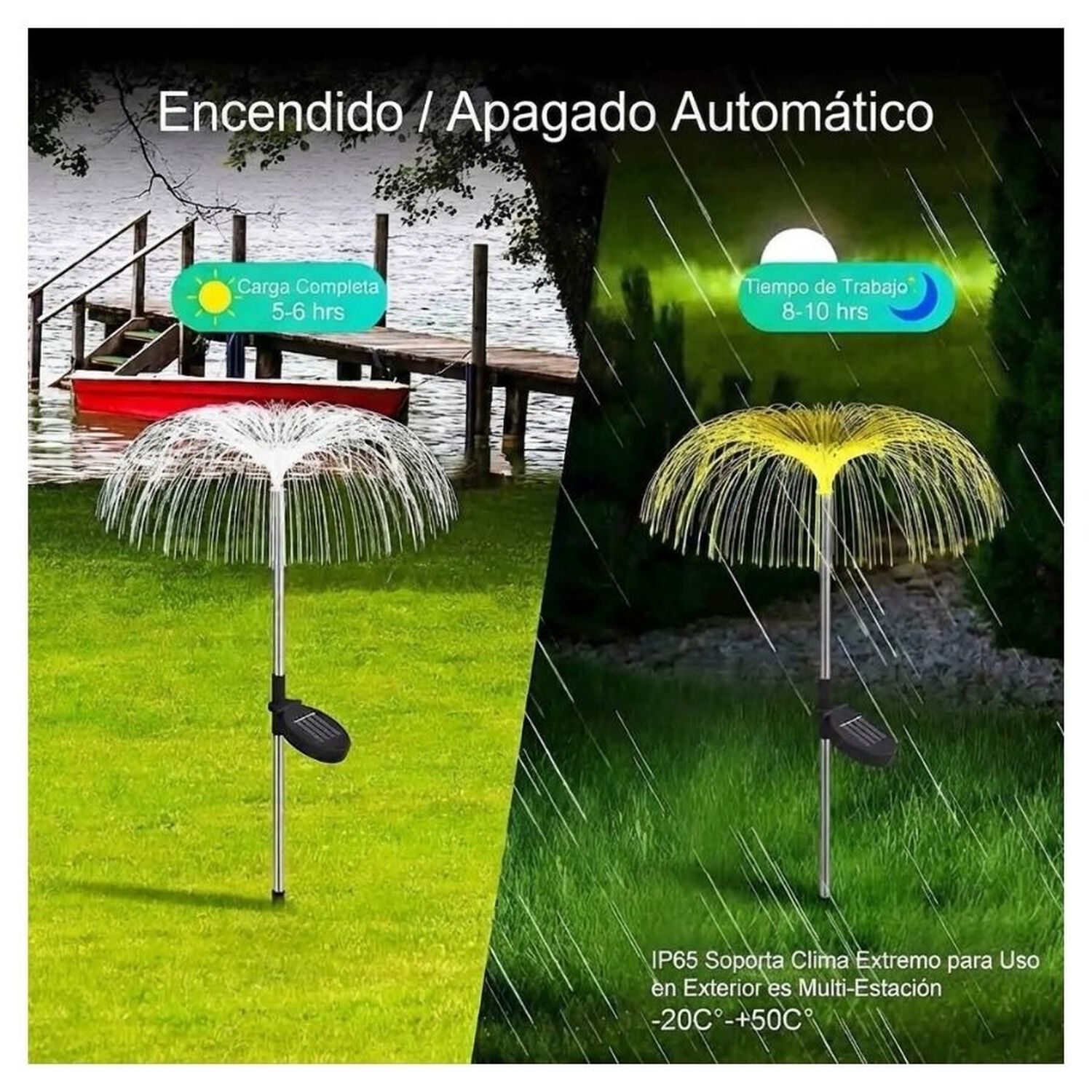 Pack 2 Estacas Solares Medusa Led Rgb Decoracion Jardin C&aacute;lido image number 4.0