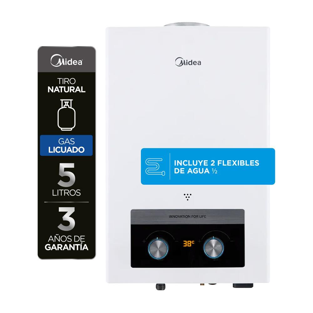 Calefont Midea MGWH5-10MDNCLW-GL / Tiro Natural / Gas Licuado  / 5 Litros image number 0.0