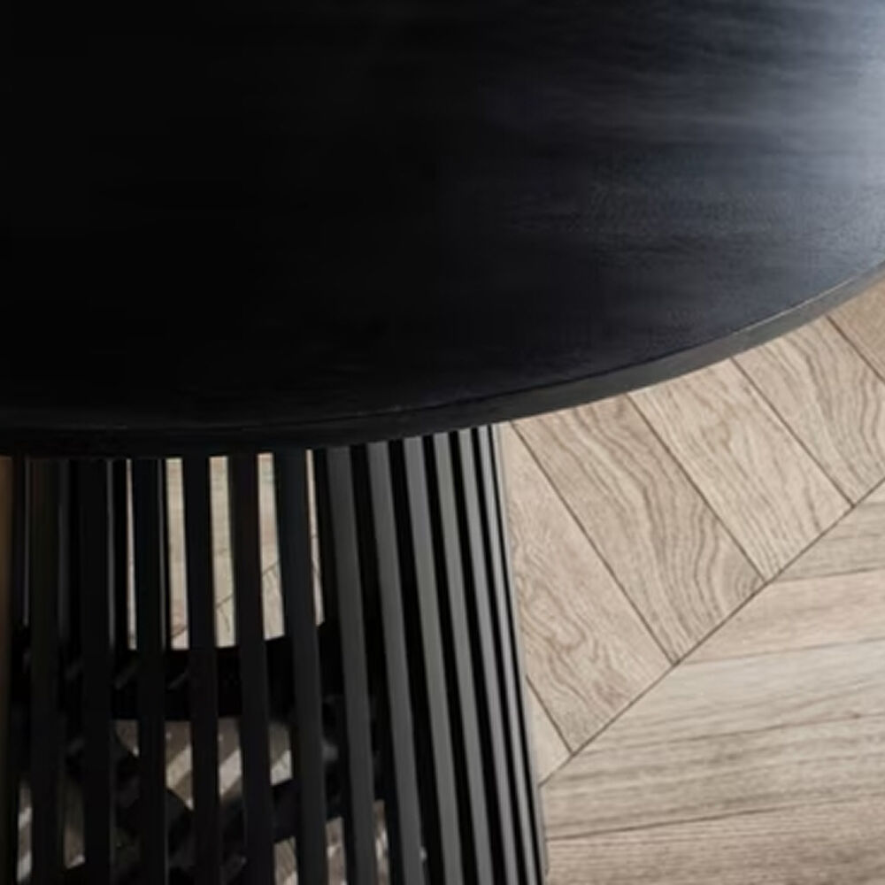 Mesa Redonda De Comedor 120 Cm Madera Natural Base Estilo Rejilla image number 3.0