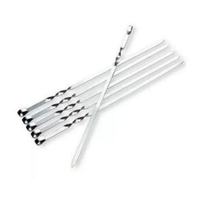 Set De 6 Pinchos Brochetas Anticucho Metal De 60 Cm