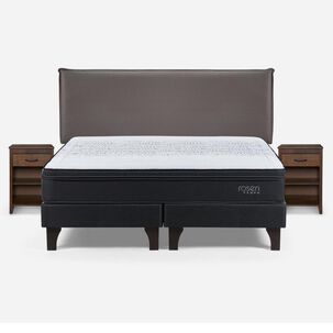 Cama Europea Rosen Tempo / King / Base Dividida  + Set Maderas Maurice Chocolate