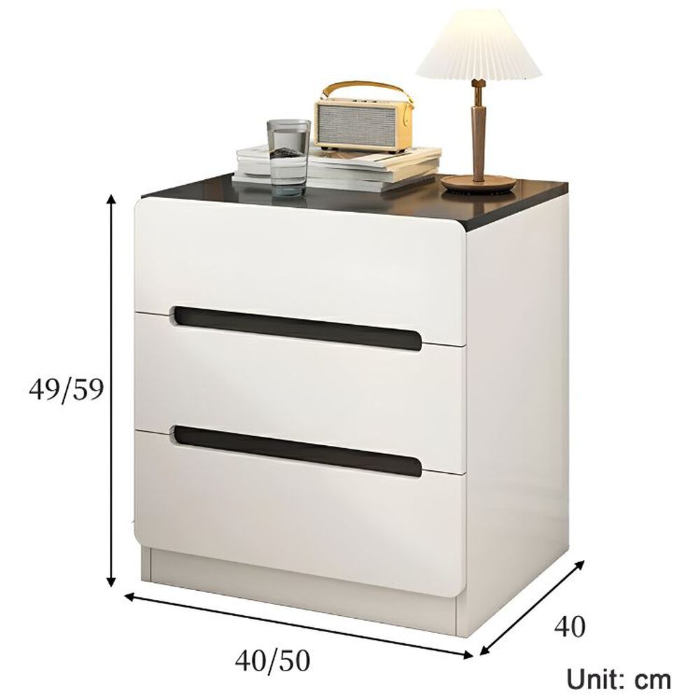 Velador 3 Cajones 40x41x59 Dormitorio Sala De Estar Blanco image number 2.0