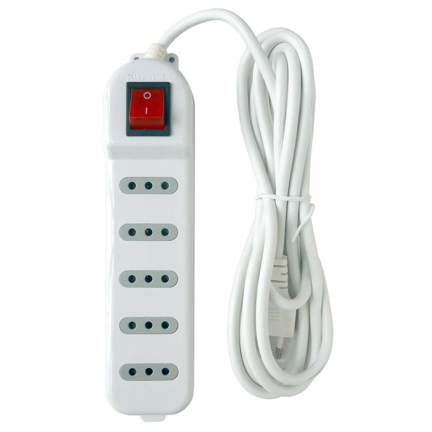 Alargador Zapatilla Con Switch 5 Posiciones 3 Metros Blanco image number 0.0