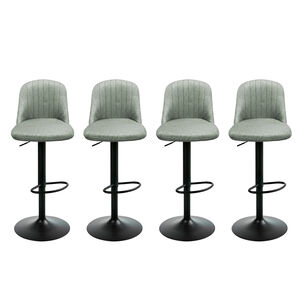 Pack 4 Silla De Bar Moderna Regulable Asiento Tapizado Y Base Met&aacute;lica