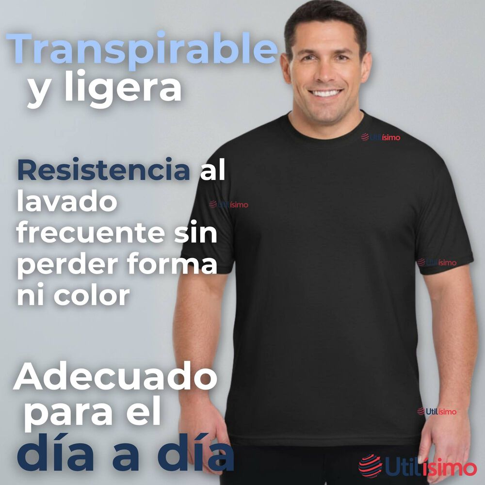 Polera Camiseta 100% Algodón Premium Manga Corta Básico Negro Hombre image number 5.0