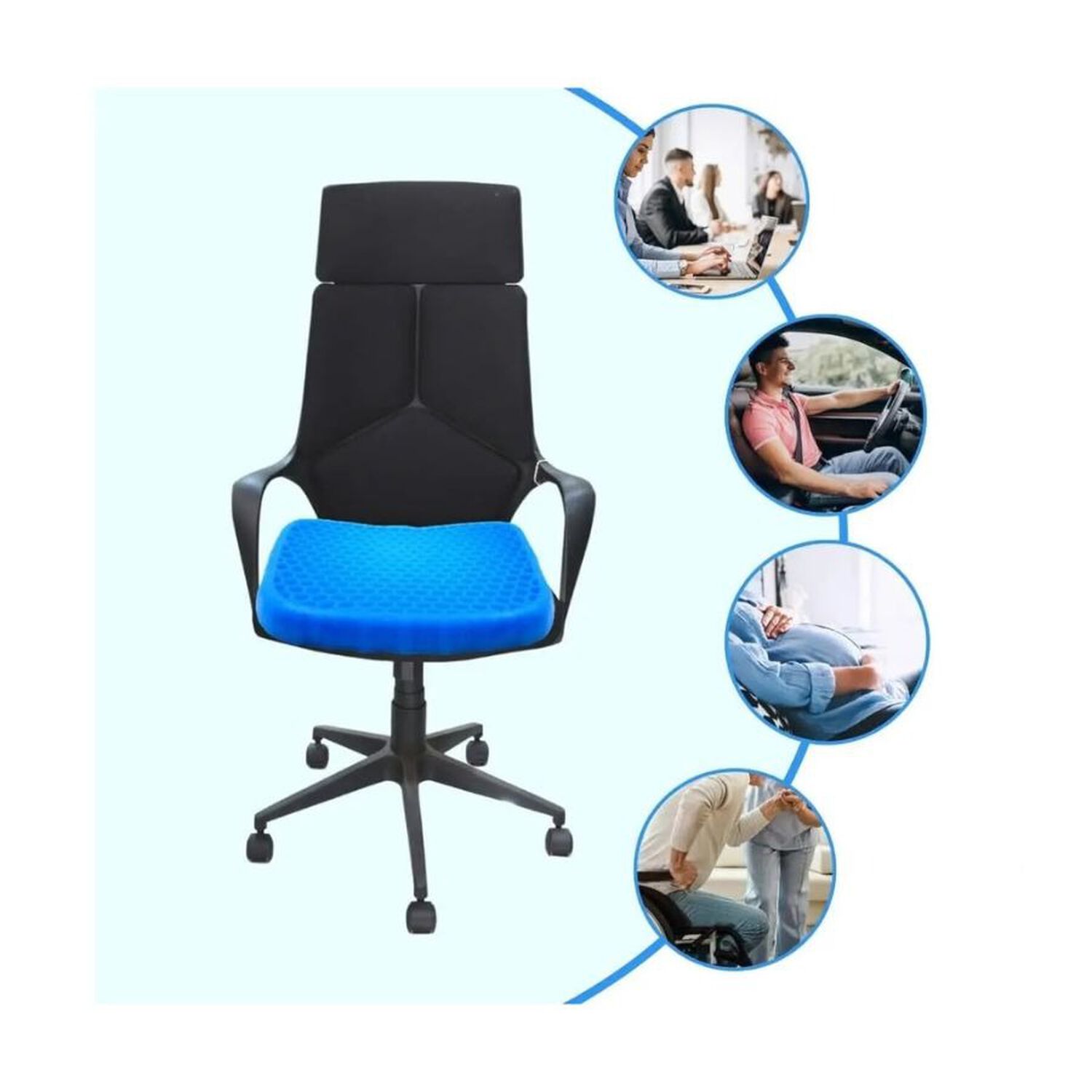 Coj&iacute;n Gel Ortop&eacute;dico Asiento Silla Oficina Auto Erg&oacute;nomico image number 6.0