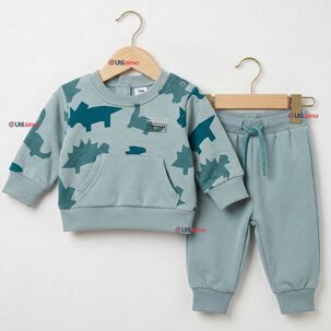 Conjunto Buzo Poler&oacute;n 2 Piezas Beb&eacute; Ni&ntilde;o Estampado Dinosaur
