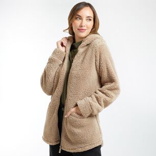 Poler&oacute;n Bonded Sherpa Regular Cuello Alto Con Capucha Mujer Geeps