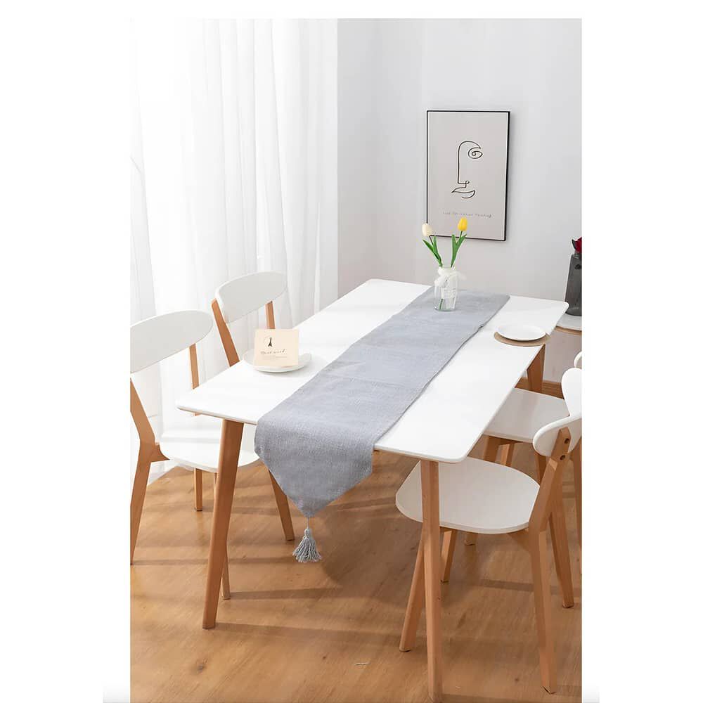 Camino Corredor De Mesa En Lino Con Fleco image number 2.0