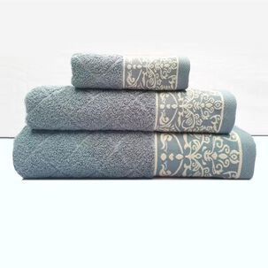 Juego Toalla Andes 3 Piezas Flores Celeste