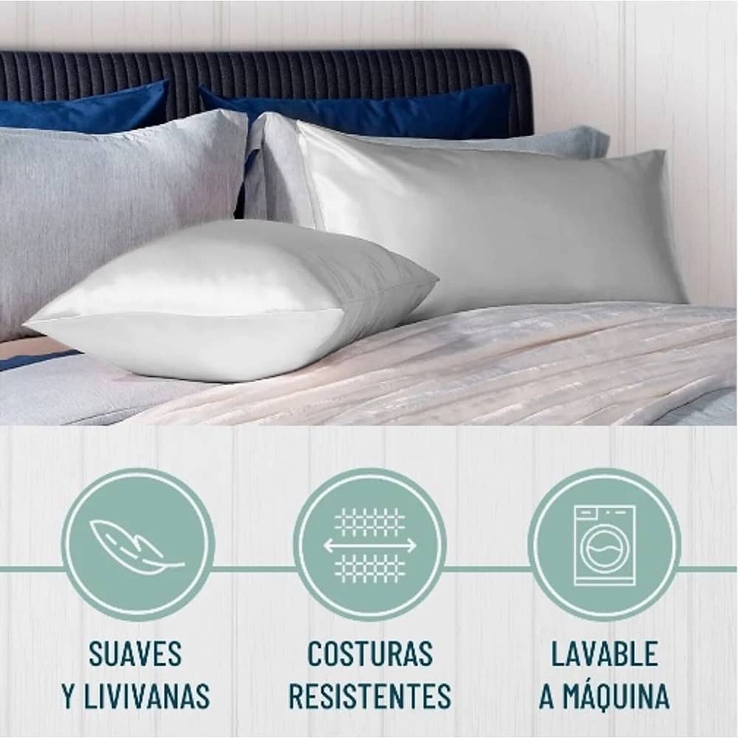 Funda Almohada Satin Blanca image number 1.0