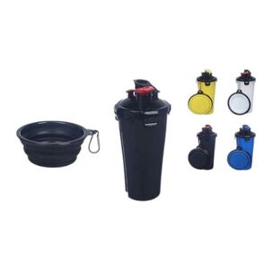 Botella De Agua Dual Portatil Vaso Plato Para Mascotas