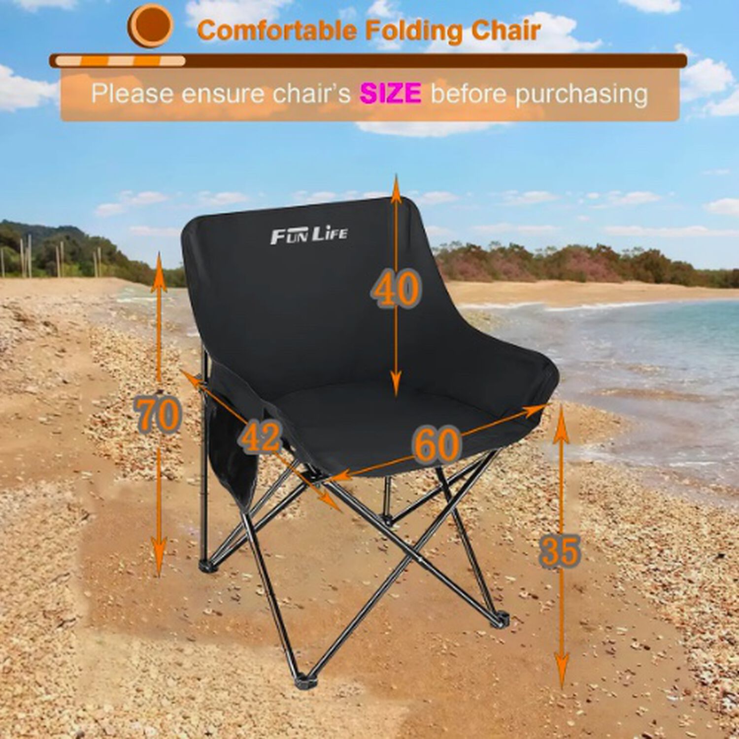 Silla Plegable Camping Negro image number 5.0