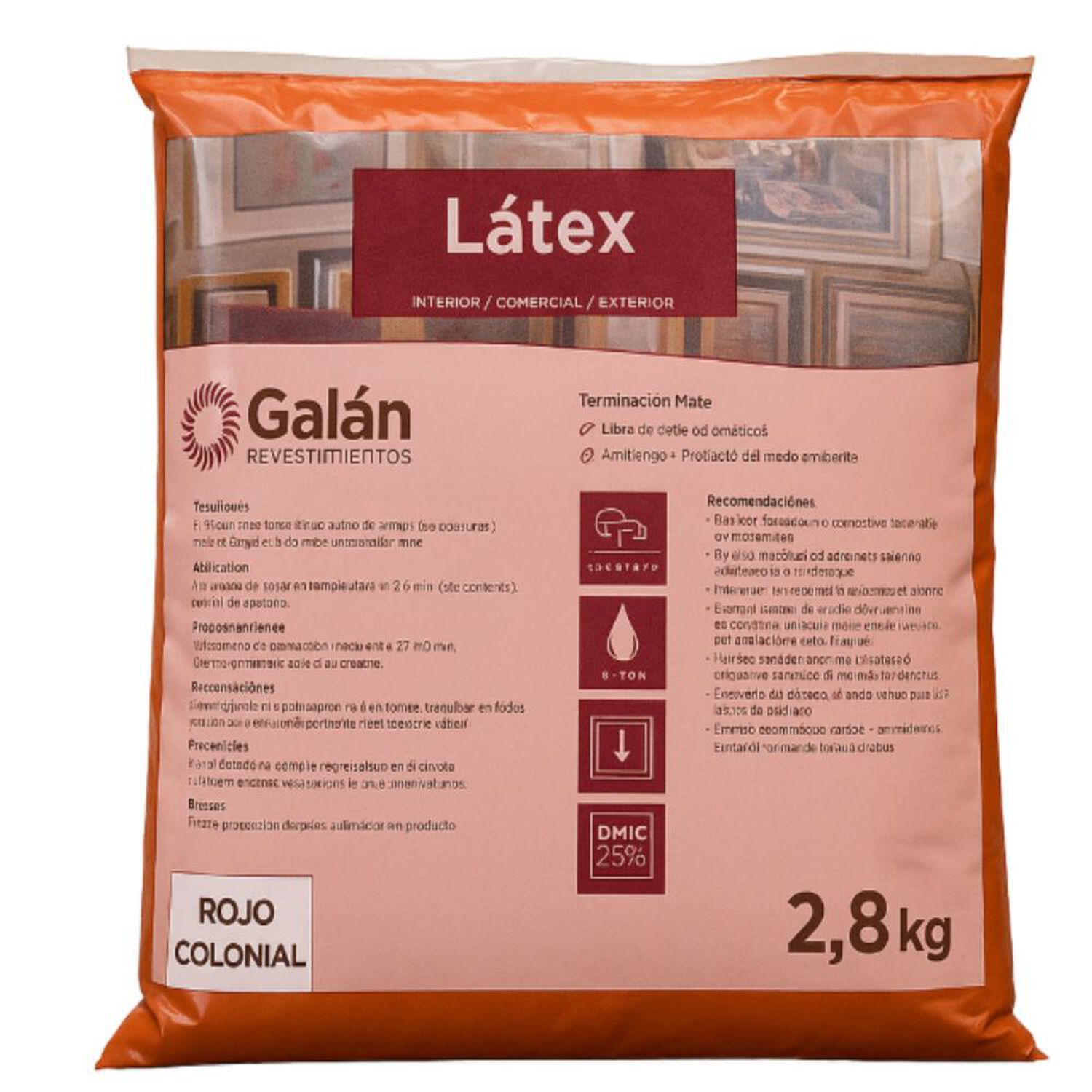 Pintura En Bolsa Latex 2.8 Kilos Rojo Colonial Galan image number 0.0