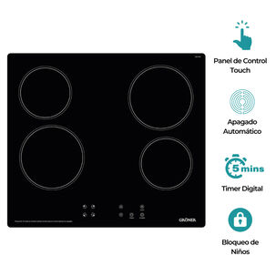 Encimera Vitrocer&aacute;mica Groner Touch Black 4q