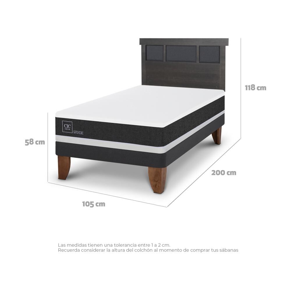 Cama Europea Cic Ortopedic / 1.5 Plazas / Base Normal + Respaldo image number 3.0