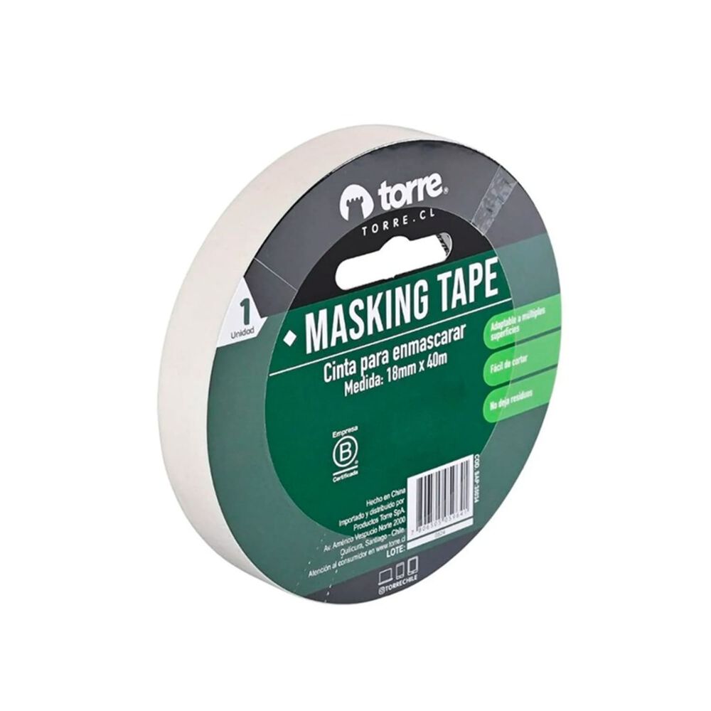 Pack X 4 Cinta Masking Tape Crema 18mm X 40m. Torre image number 0.0