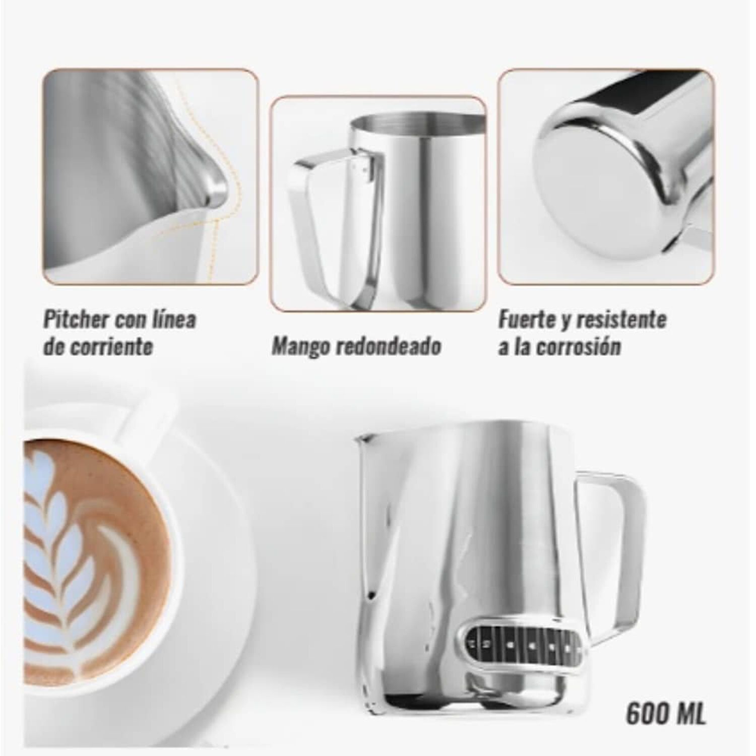Jarra Espuma De Leche Con Termometro Texturizar 600ml image number 2.0