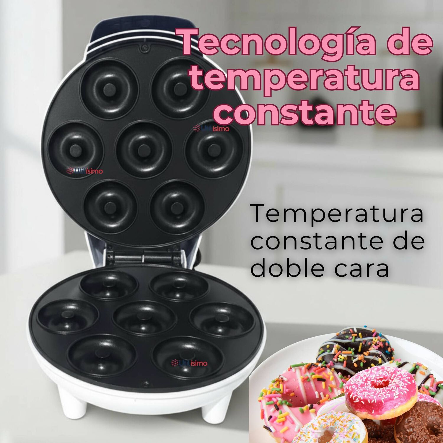 M&aacute;quina Mini Donas Antiadherente Capacidad 7 Minidonas 1200w De Potencia image number 6.0
