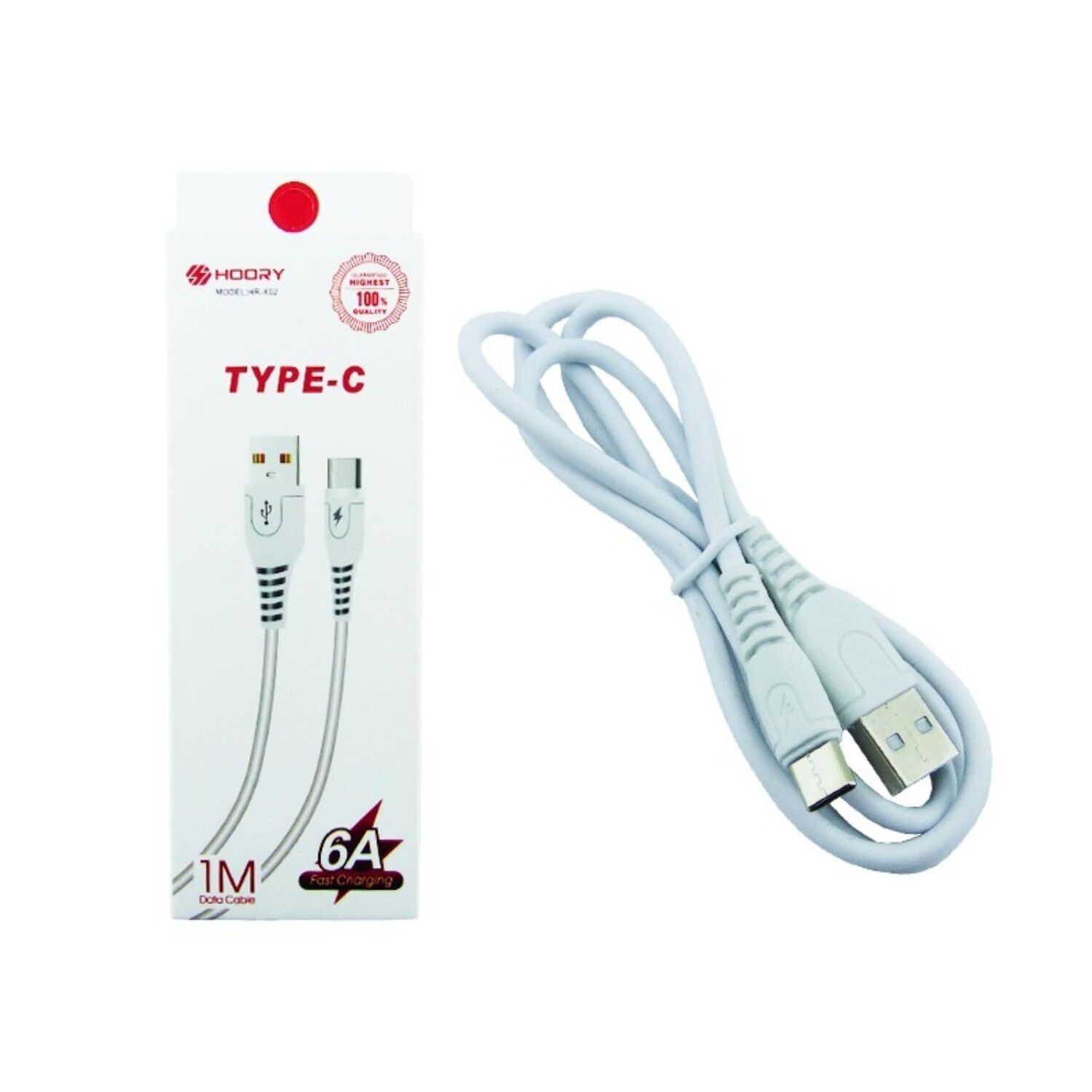 Cable Usb A Type-c Mod.hr-x02 6 Amp 1 Metro Hoory Blanco Alta Calidad En Caja image number 1.0