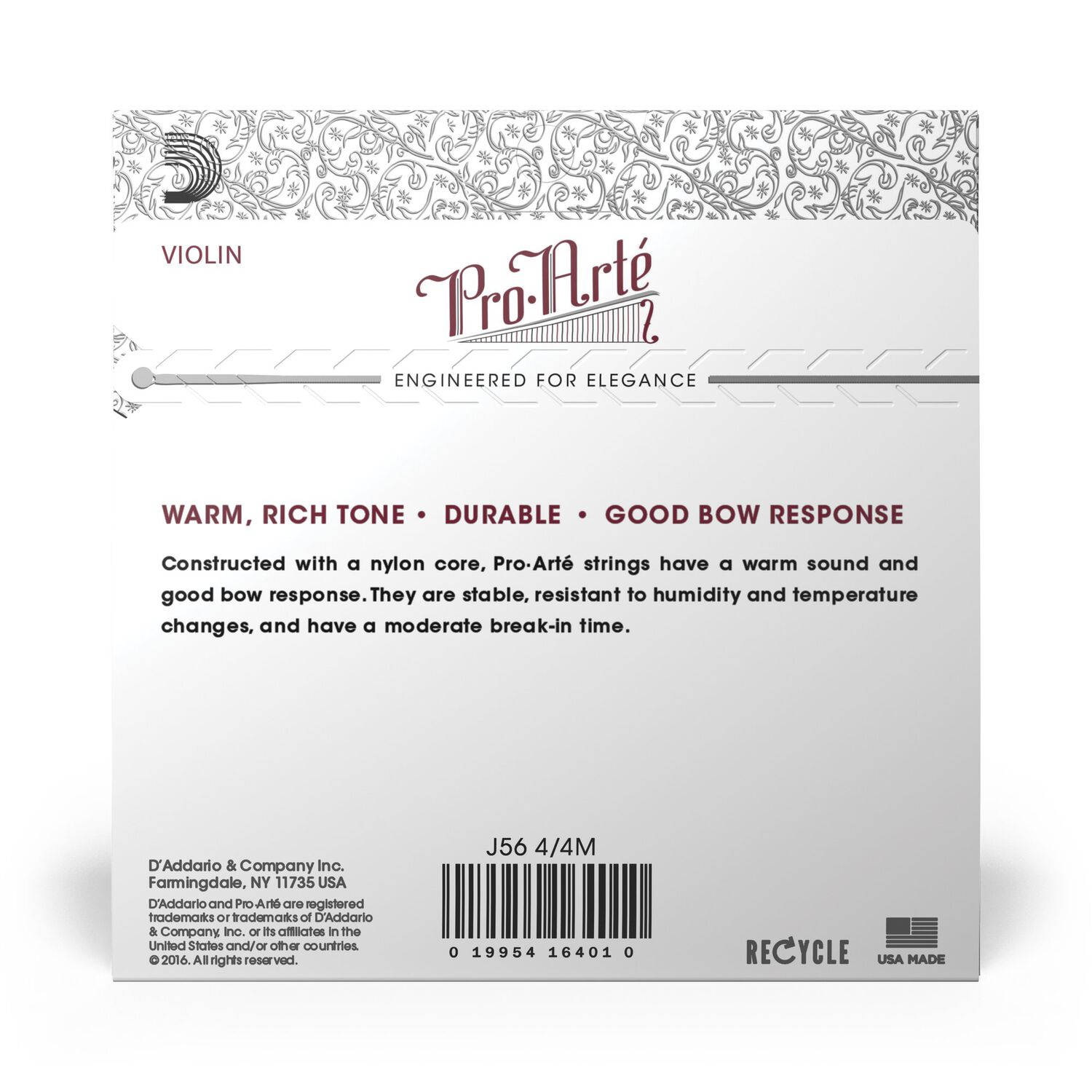 Set Cuerdas Viol&iacute;n Proarte 4/4 Med J56 4/4m Daddario image number 2.0