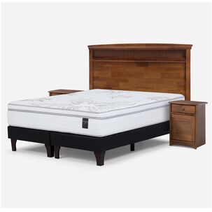 Cama Europea Rosen Art 4 / King / Base Dividida + Set De Maderas Veneto
