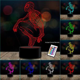 L&aacute;mpara 3d Acr&iacute;licas Spiderman Sentado Marvel C/remoto