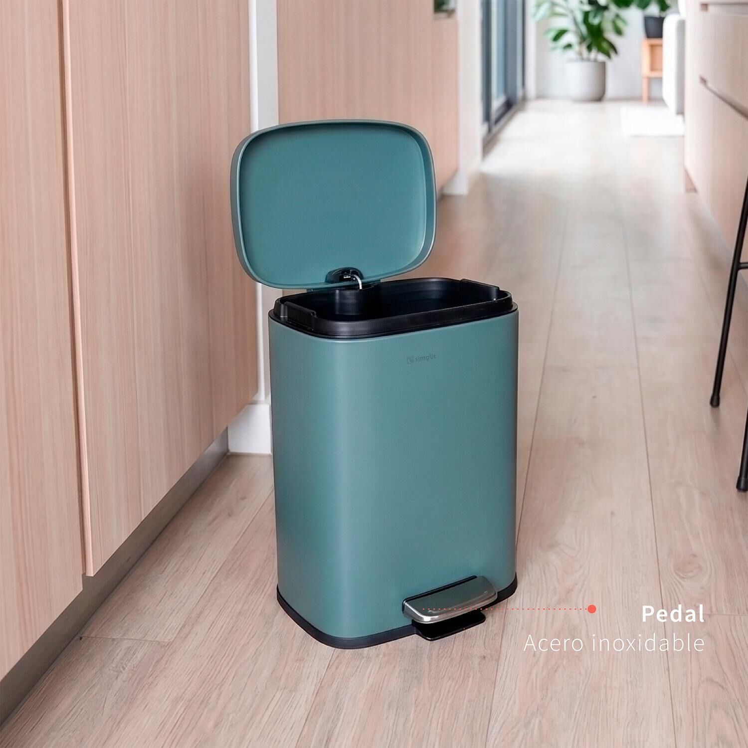 Basurero Cocina Lucca 12lt Pedal Acero Inox Simplit image number 3.0