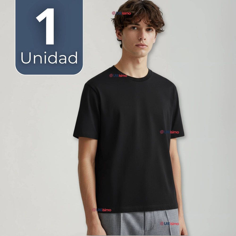 Polera Camiseta 100% Algodón Premium Manga Corta Básico Negro Hombre image number 0.0