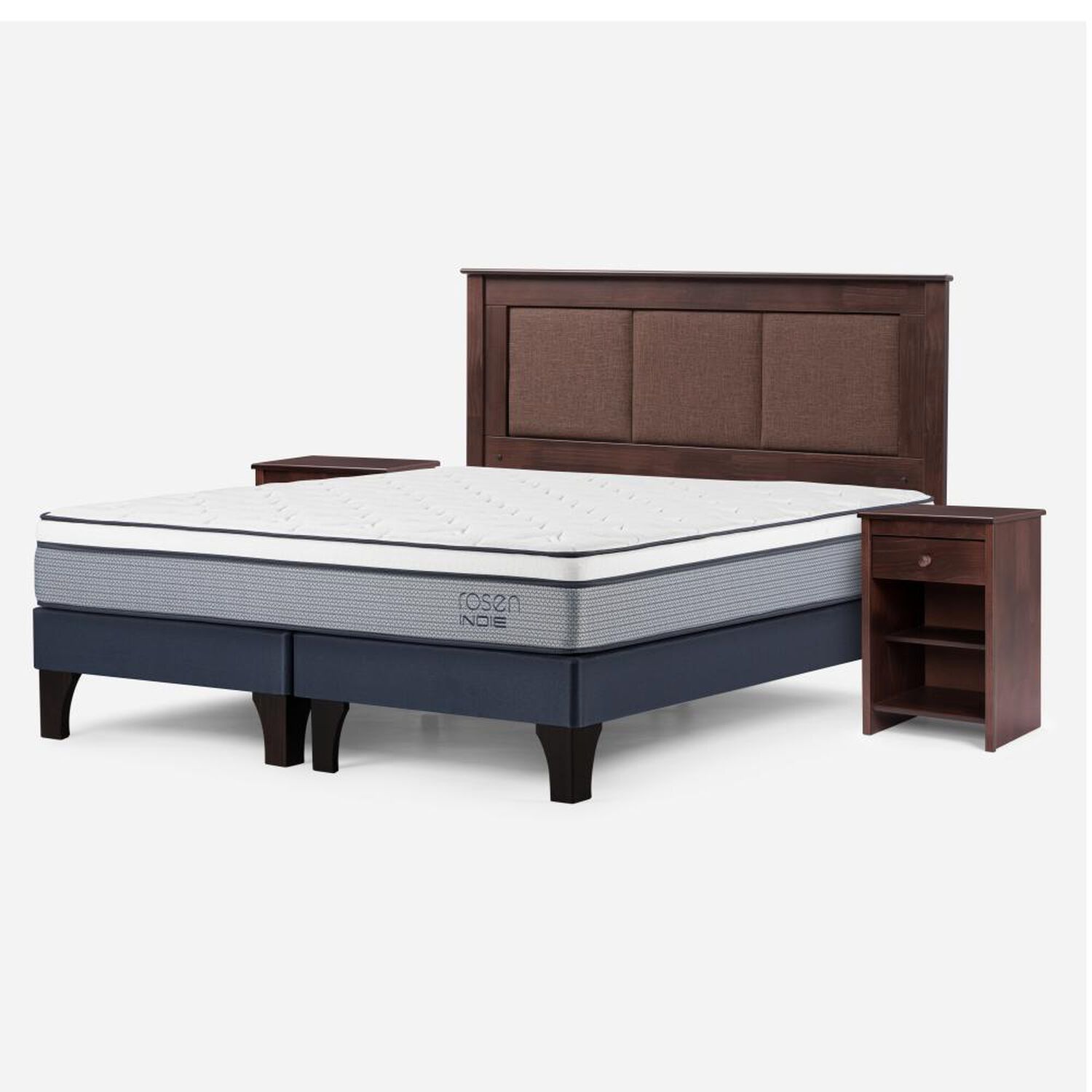 Cama Europea Rosen Indie / King / Base Dividida + Set De Maderas Rachel image number 1.0