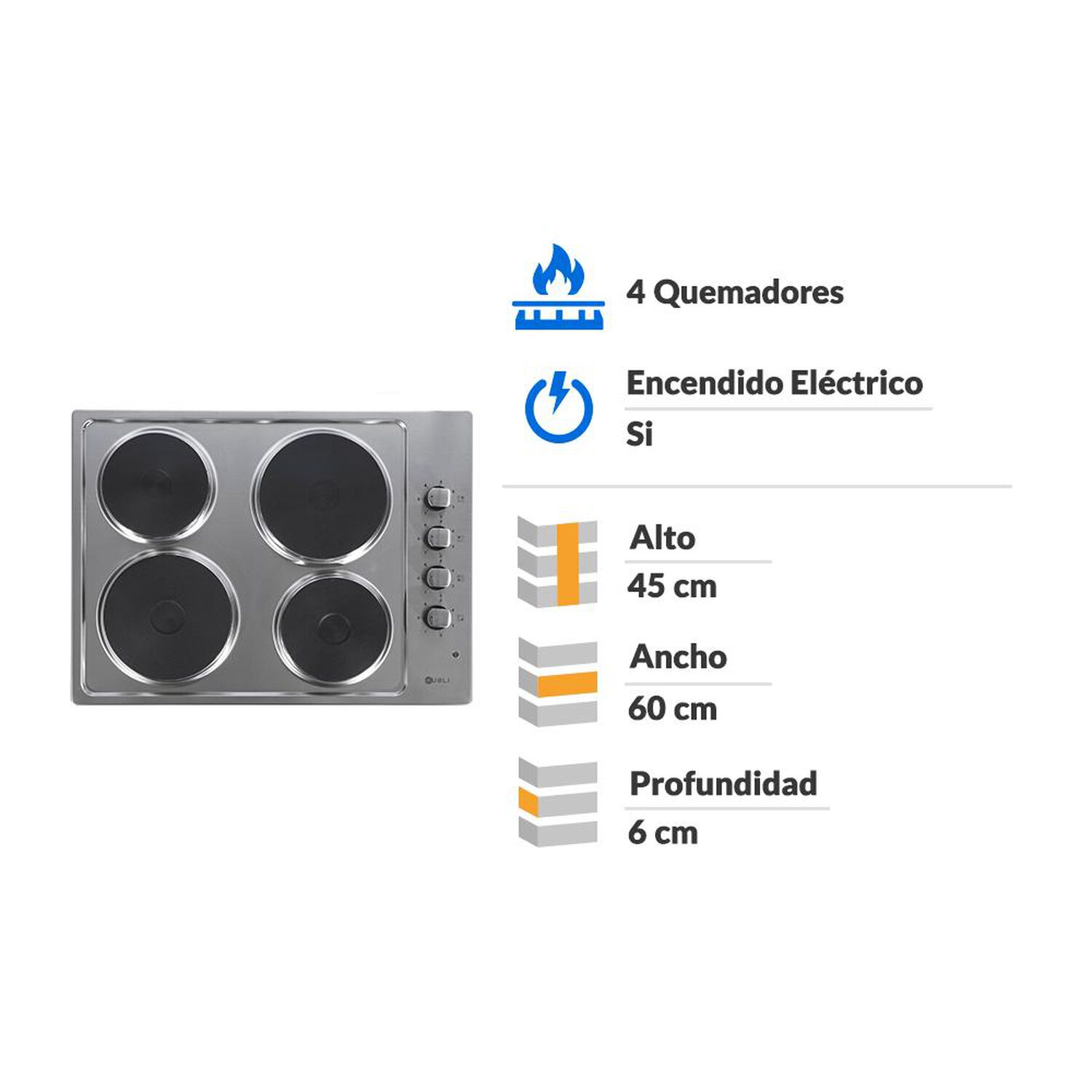 Encimera El&eacute;ctrica Kubli NEU 4P 50 / 4 Quemadores image number 1.0