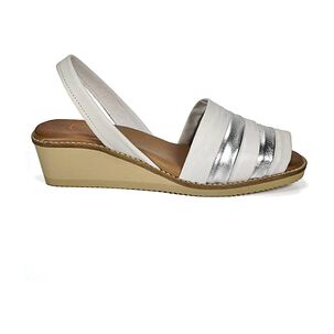 Sandalia Cuero Charmiane Blanco Plata