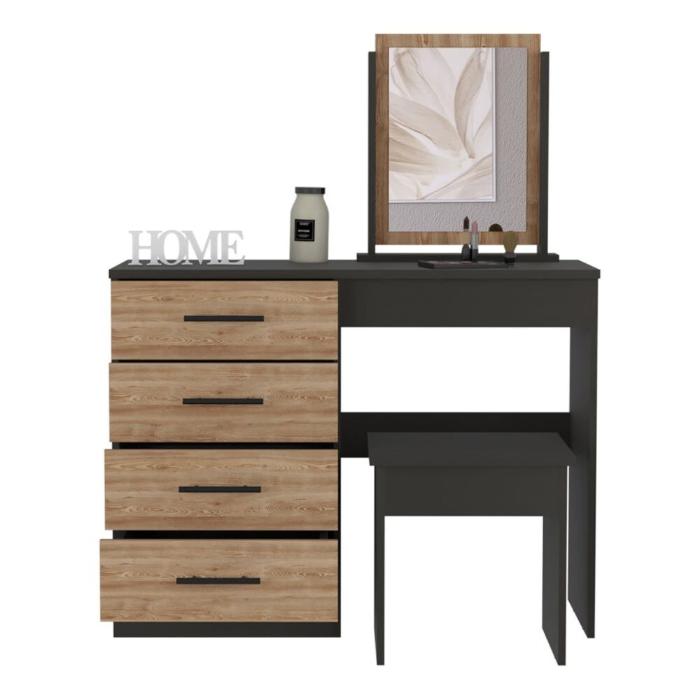 Mueble Tocador Con Espejo Y 4 Cajones + Silla image number 2.0