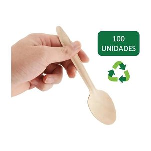 100 Cucharas Cubiertos De Madera Desechables Ecol&oacute;gico
