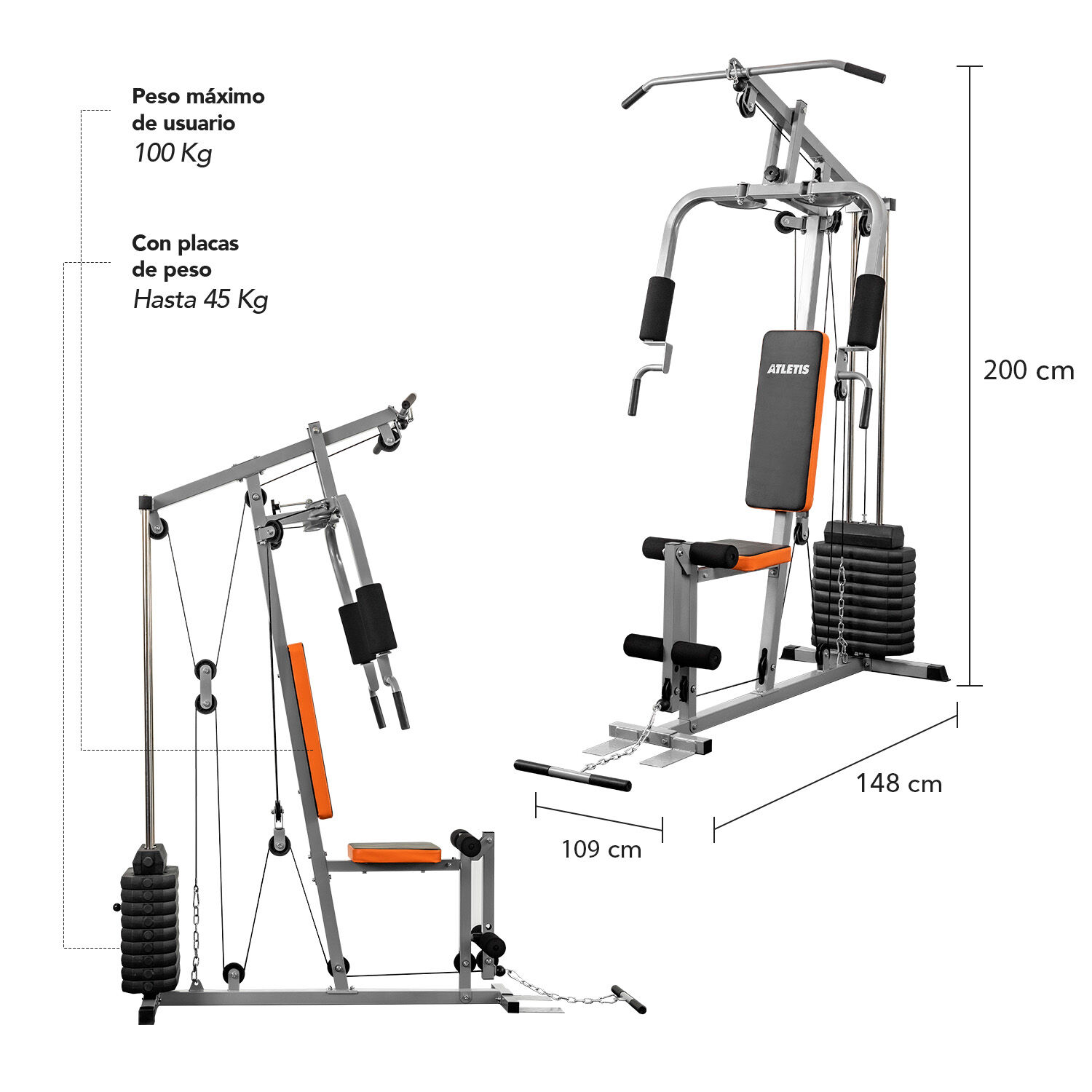 Home Gym Multifuncional Atletis Tf-3000 Gris image number 1.0