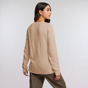 Sweater Trenzado Manga Larga Cuello Redondo Mujer Freedom