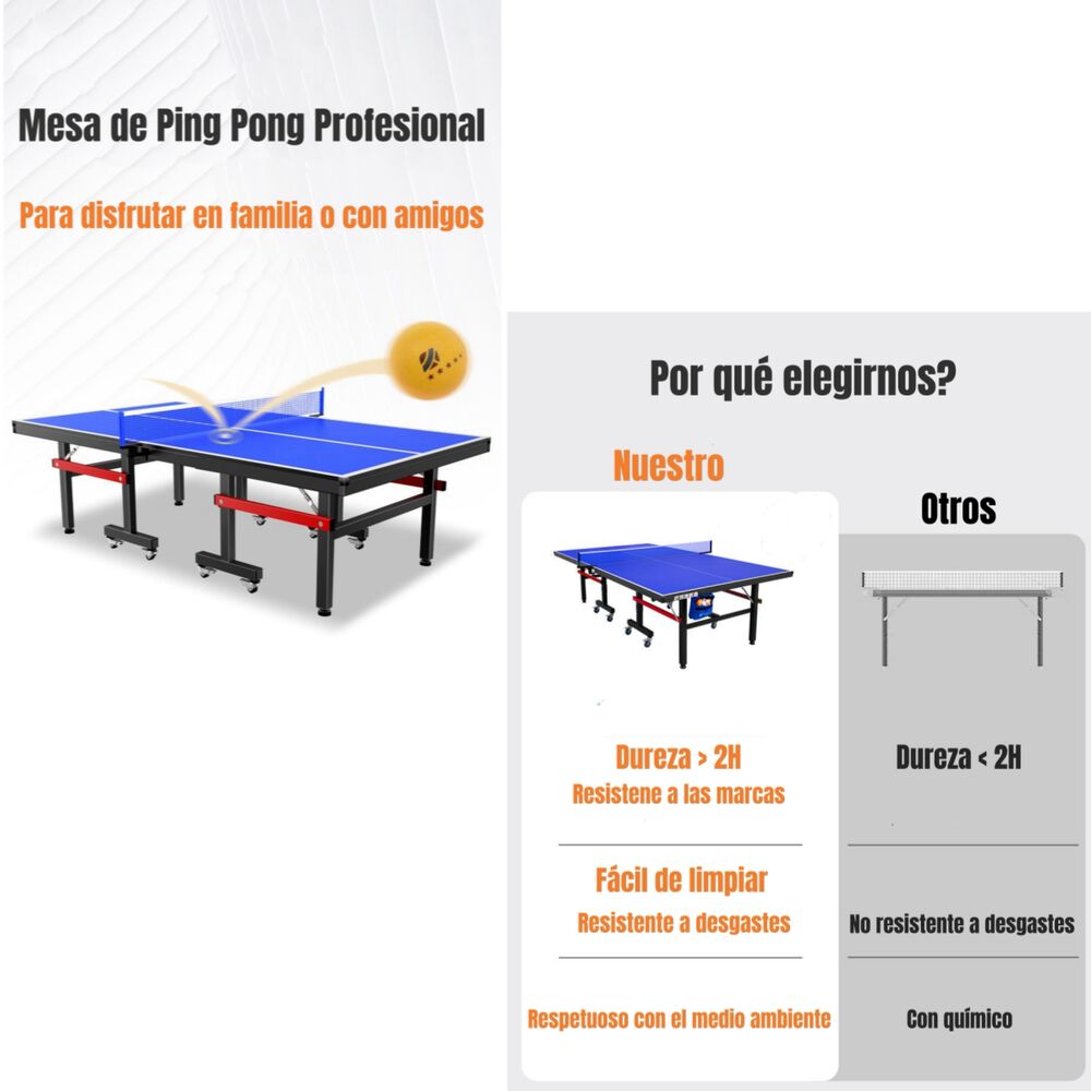 Mesa De Ping Pong Profesional Plegable Accesorios Lubabycas image number 2.0